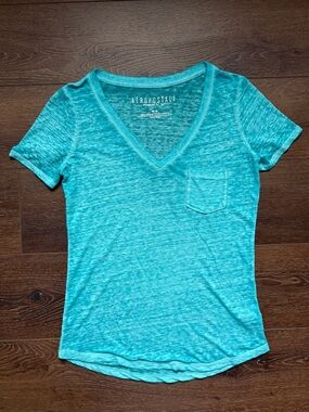Aeropostale Teal Slub V-Neck Tee